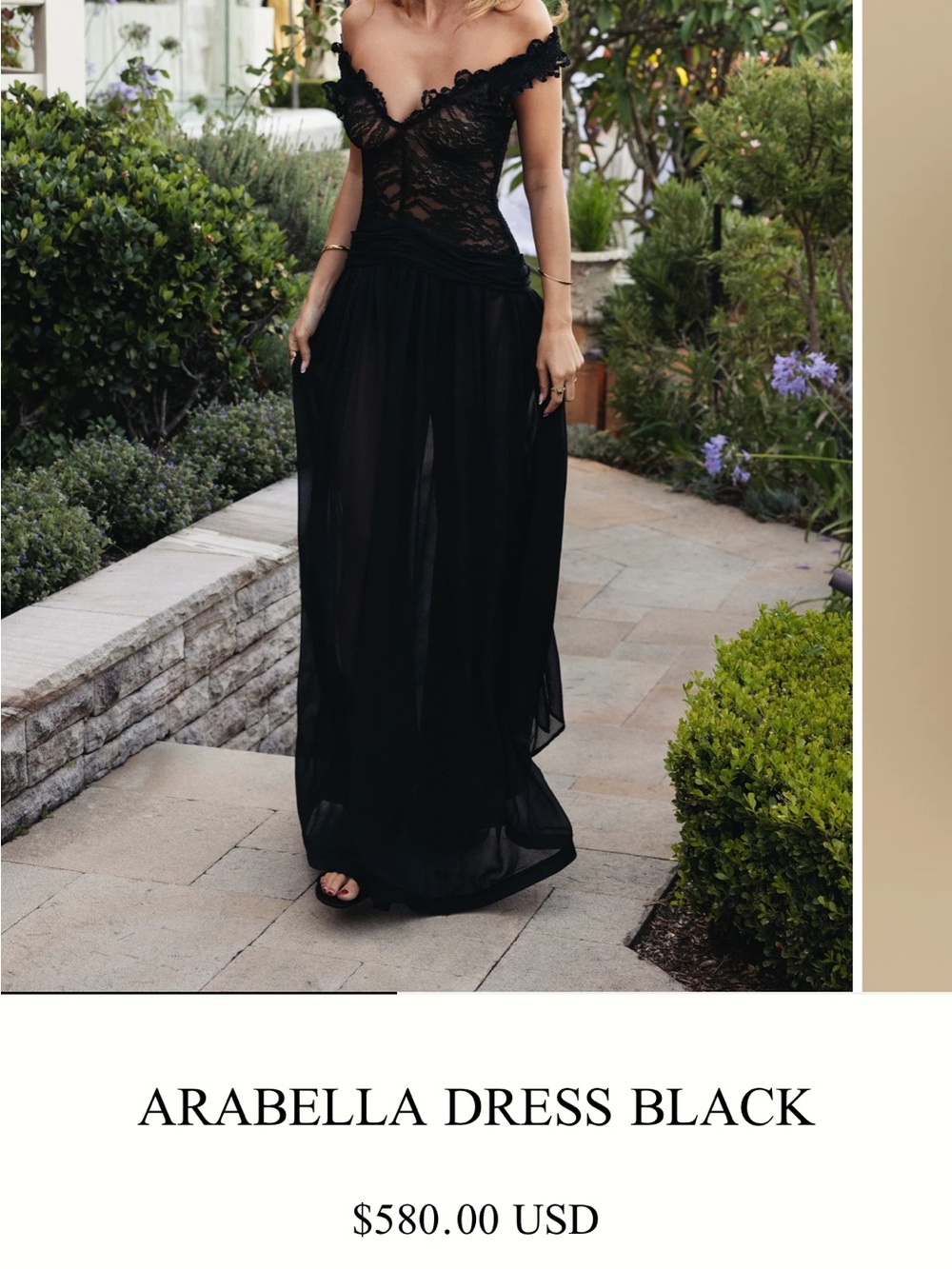 Arabella Off-Shoulder Lace & Chiffon Maxi Dress - Black